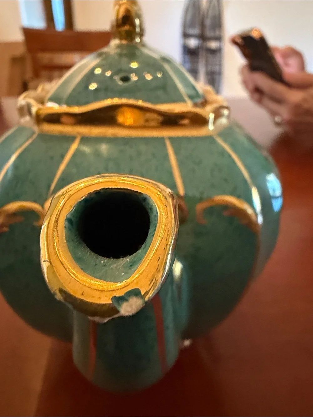Sadler 1922 Cube Emerald and Gold Teapot - Picture 7 of 10